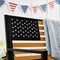Best Choice Products Indoor Outdoor Steel Garden Bench w/ American Flag Backrest, 790lb Capacity